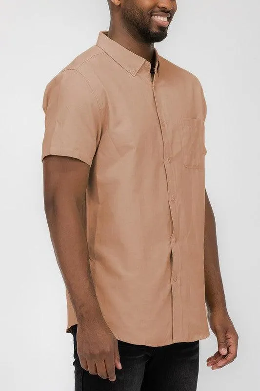 Mens Pastel Short Sleeve Button Down Shirts