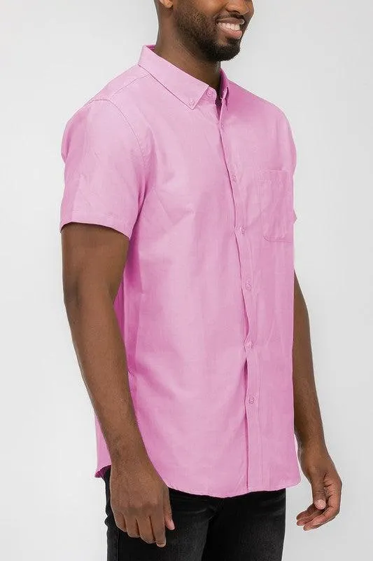 Mens Pastel Short Sleeve Button Down Shirts