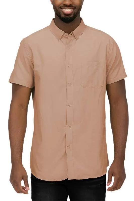 Mens Pastel Short Sleeve Button Down Shirts