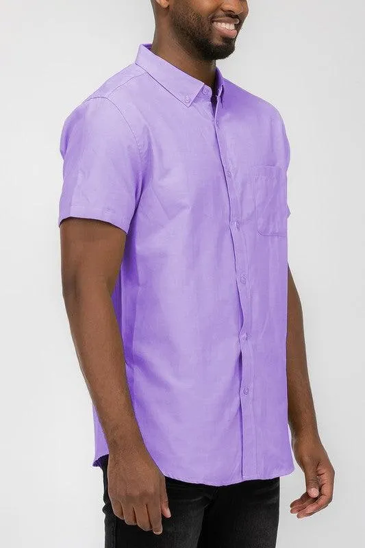 Mens Pastel Short Sleeve Button Down Shirts