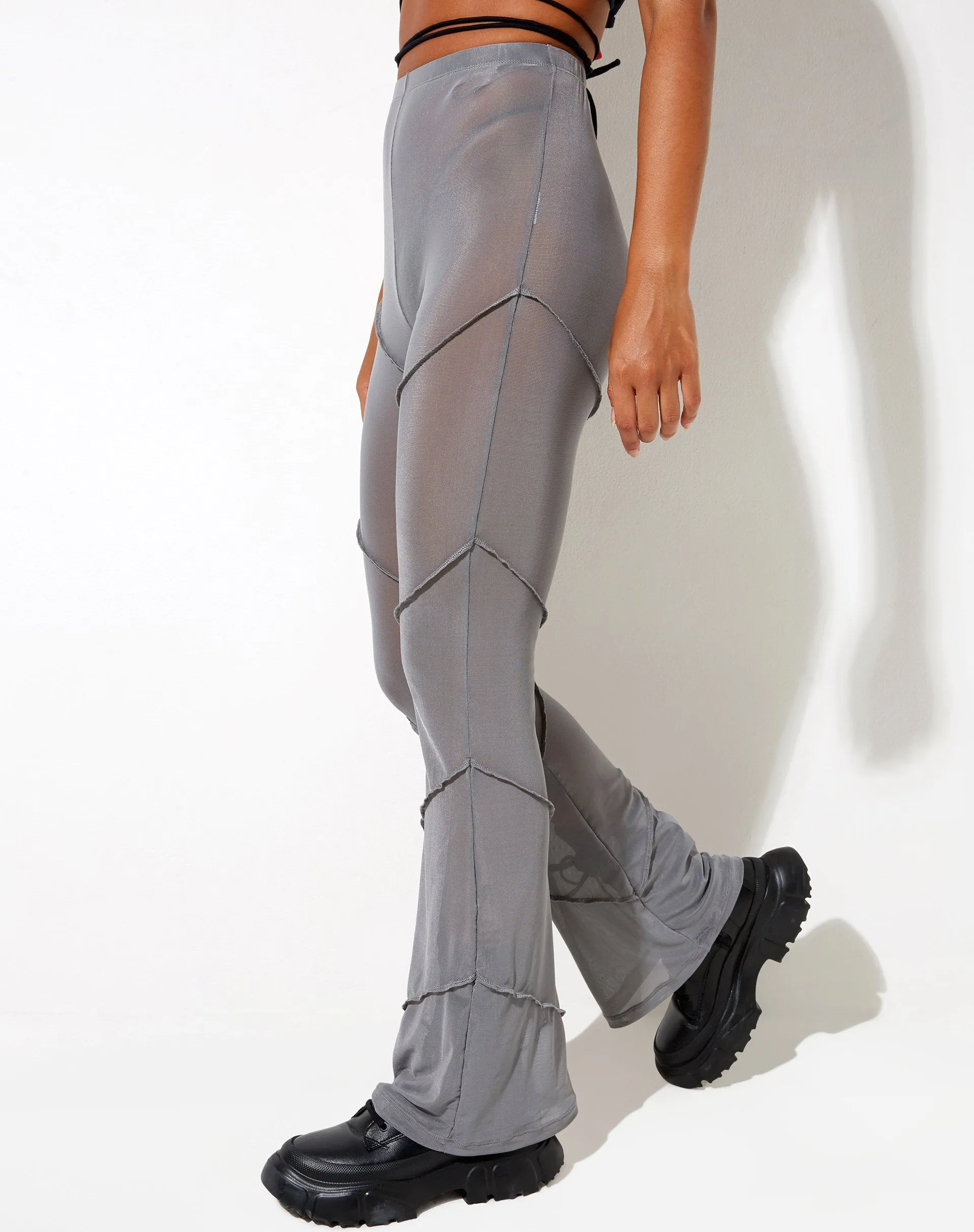 Nizam Flare Trouser in Mesh Grey