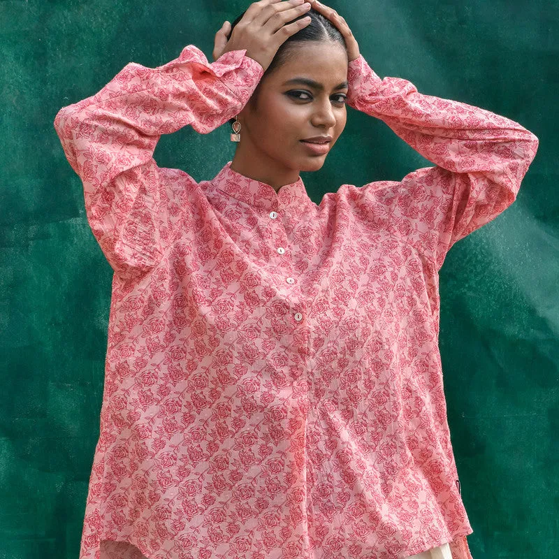 Organic Cotton Pink Top for Women | Printed | Full Sleeves