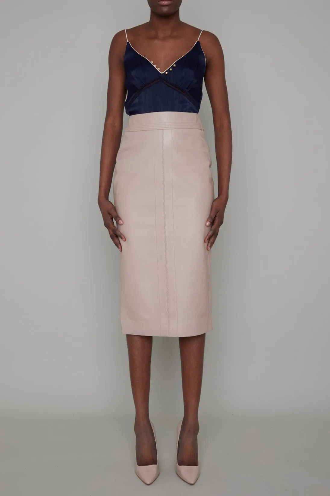 PARHAM BY-PRODUCT LEATHER PENCIL SKIRT