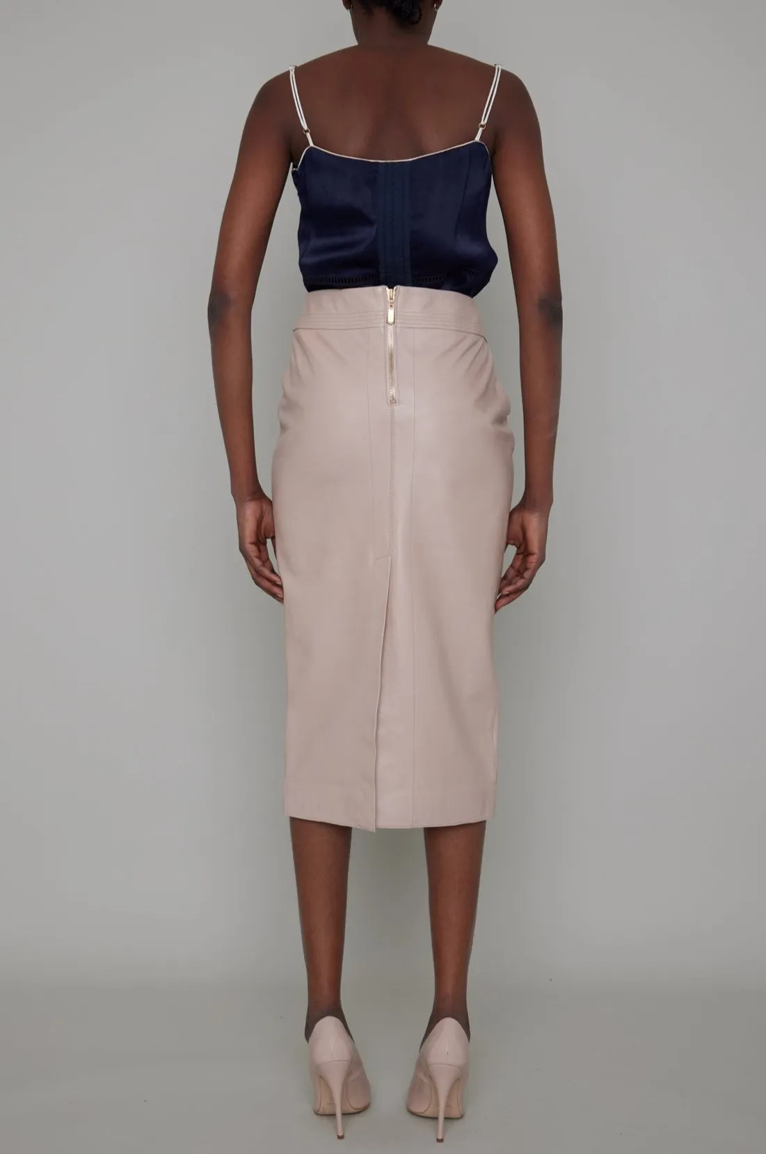 PARHAM BY-PRODUCT LEATHER PENCIL SKIRT