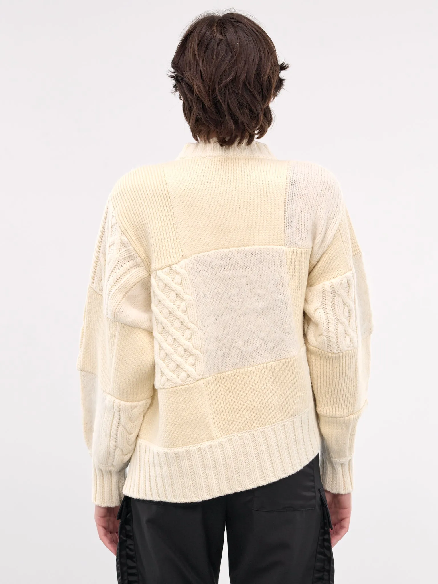 Patchwork Knit Blouson (24-07581-151-OFF-WHITE)