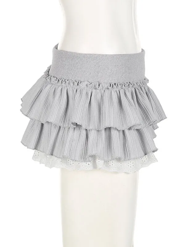 Ruffled layers mini skirt