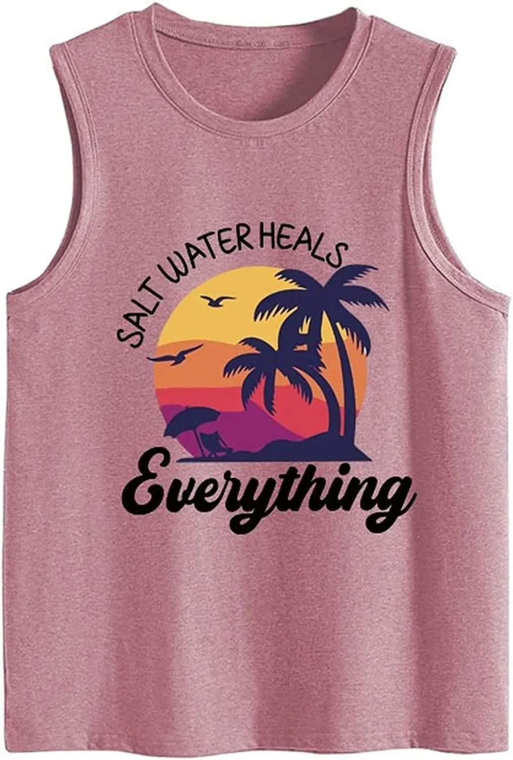 Saltwater Heals Everything Tank Tops Women Beach Summer Vacation Shirt