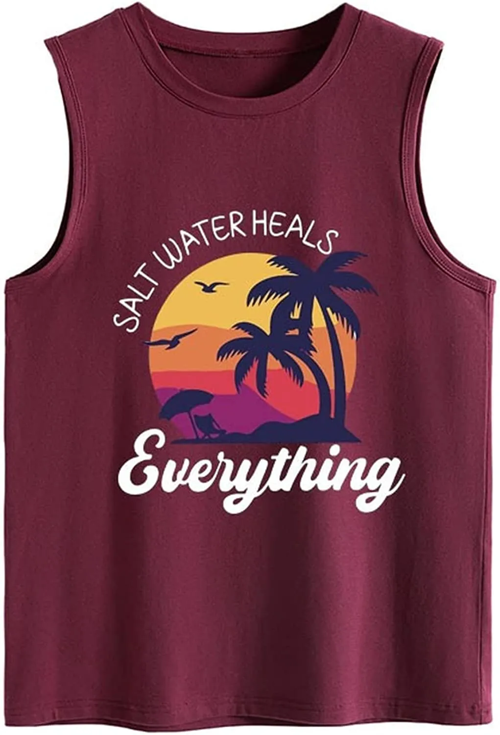 Saltwater Heals Everything Tank Tops Women Beach Summer Vacation Shirt