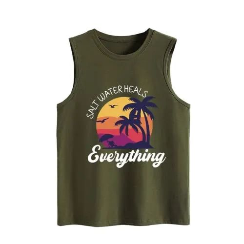 Saltwater Heals Everything Tank Tops Women Beach Summer Vacation Shirt