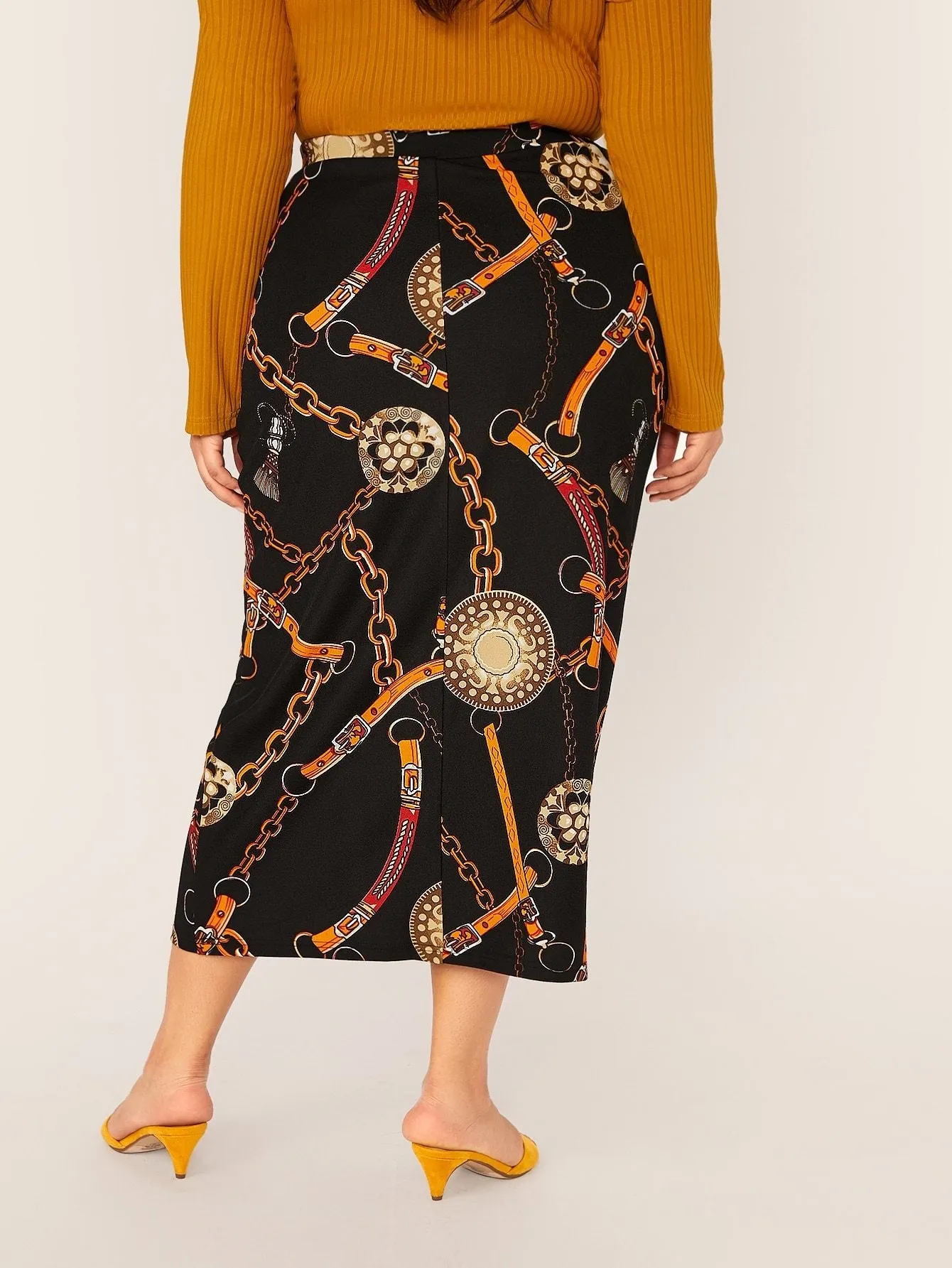 SHEIN Plus Chain Print Pencil Skirt