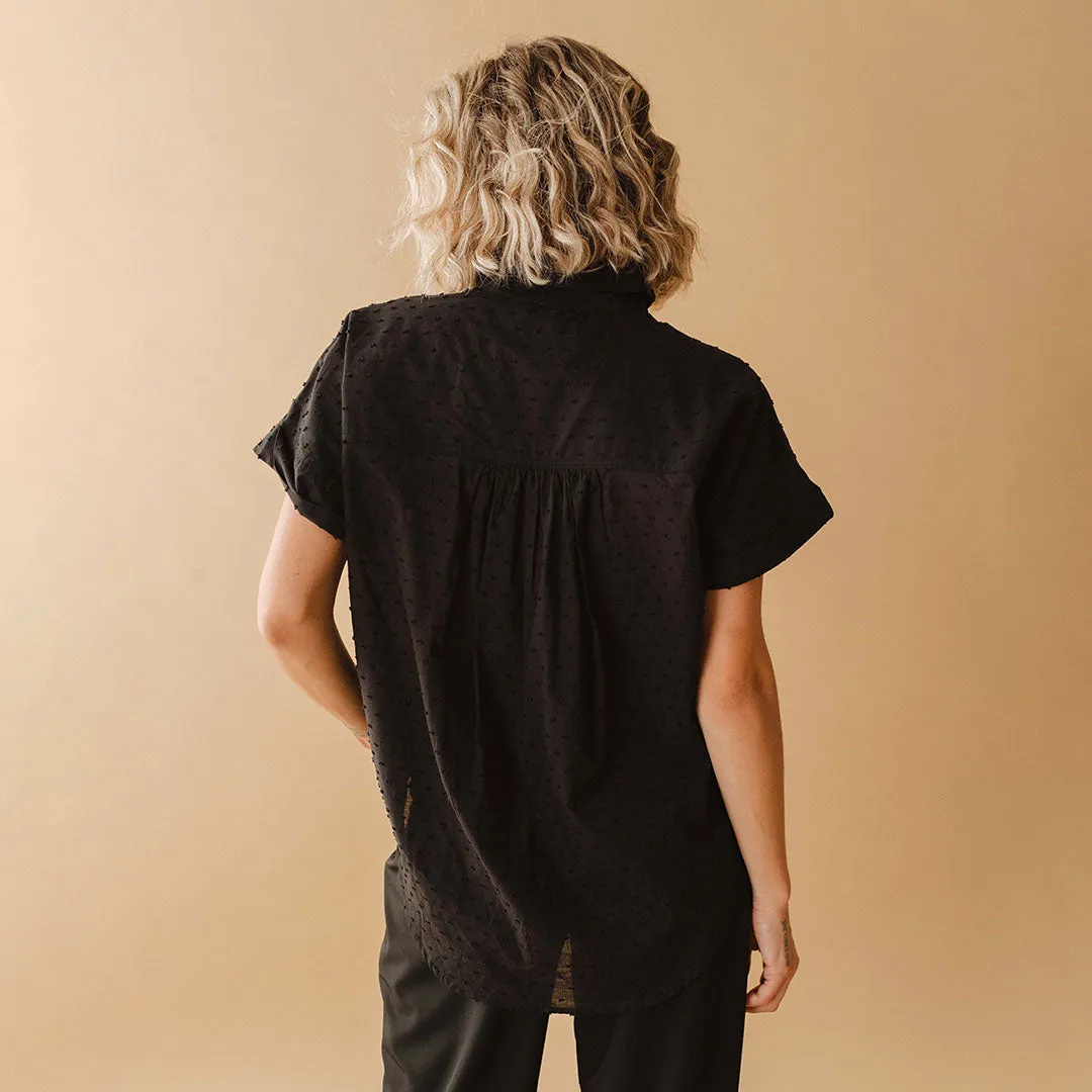 Short Sleeve Button Down, Black