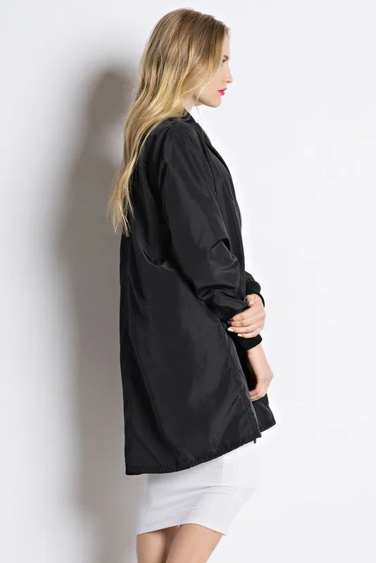 THE MYSTYLEMODE BLACK OVERSIZED BOMBER JACKET