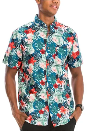 Vacation Shirts for Men Hawaiian Print Button Down Shirt