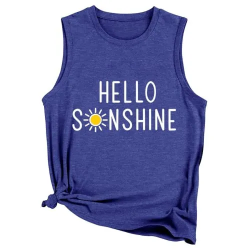 Women Hello Sunshine Vacation Beach Tank Tops