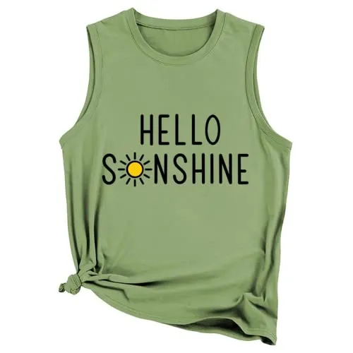 Women Hello Sunshine Vacation Beach Tank Tops