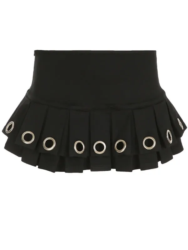 Y2k gothic eyelet cutout mini skirt