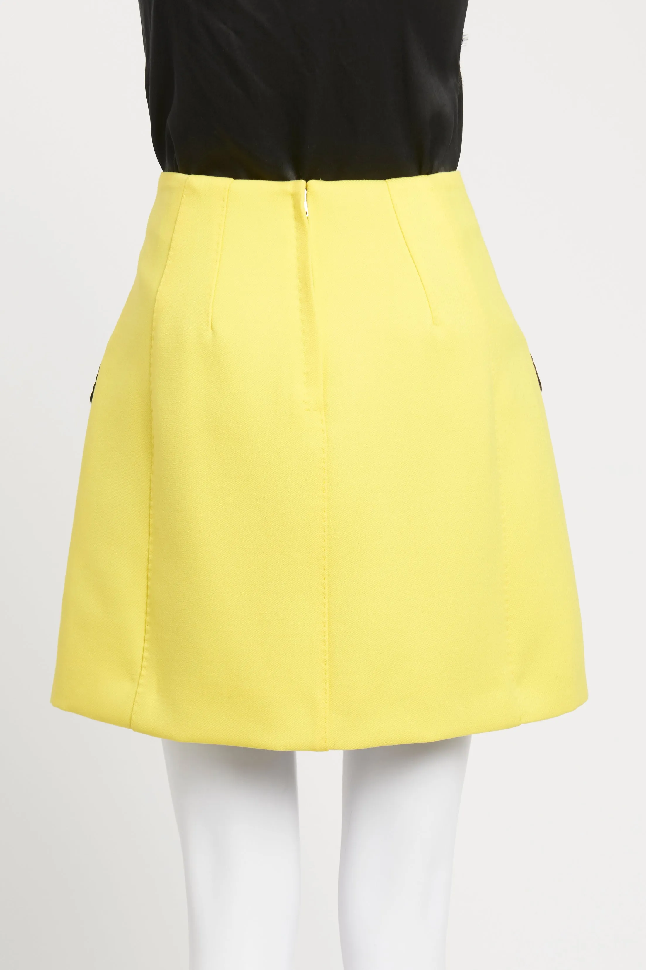 Yellow Wool Blend Mini Preowned Skirt