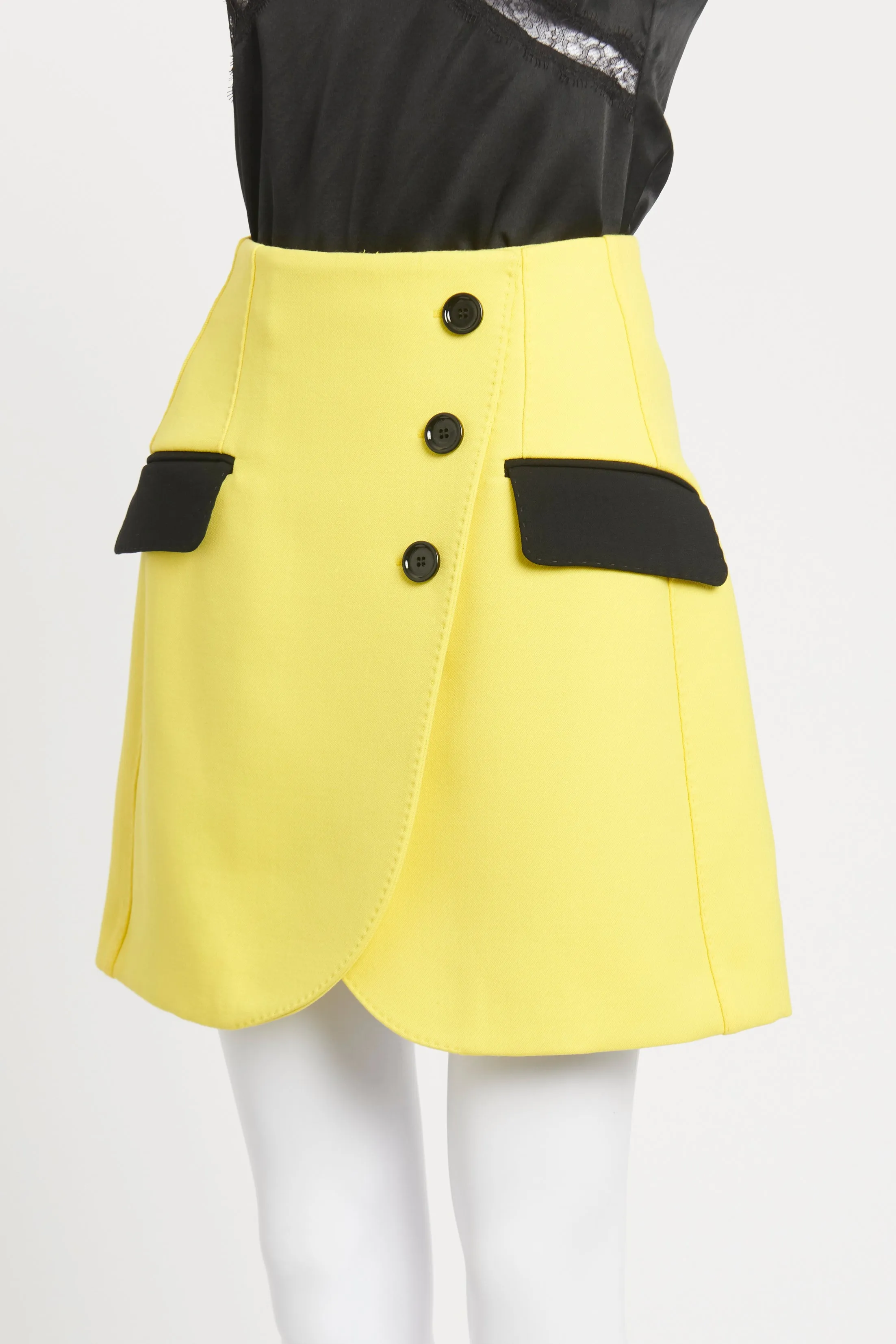 Yellow Wool Blend Mini Preowned Skirt